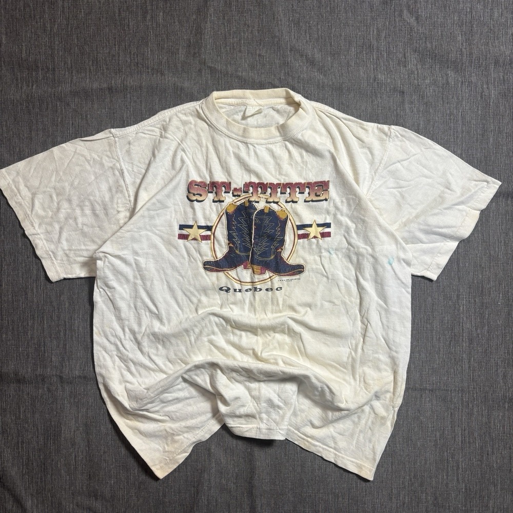 Vintage White 2000 St-Tite Quebec Graphic Tee